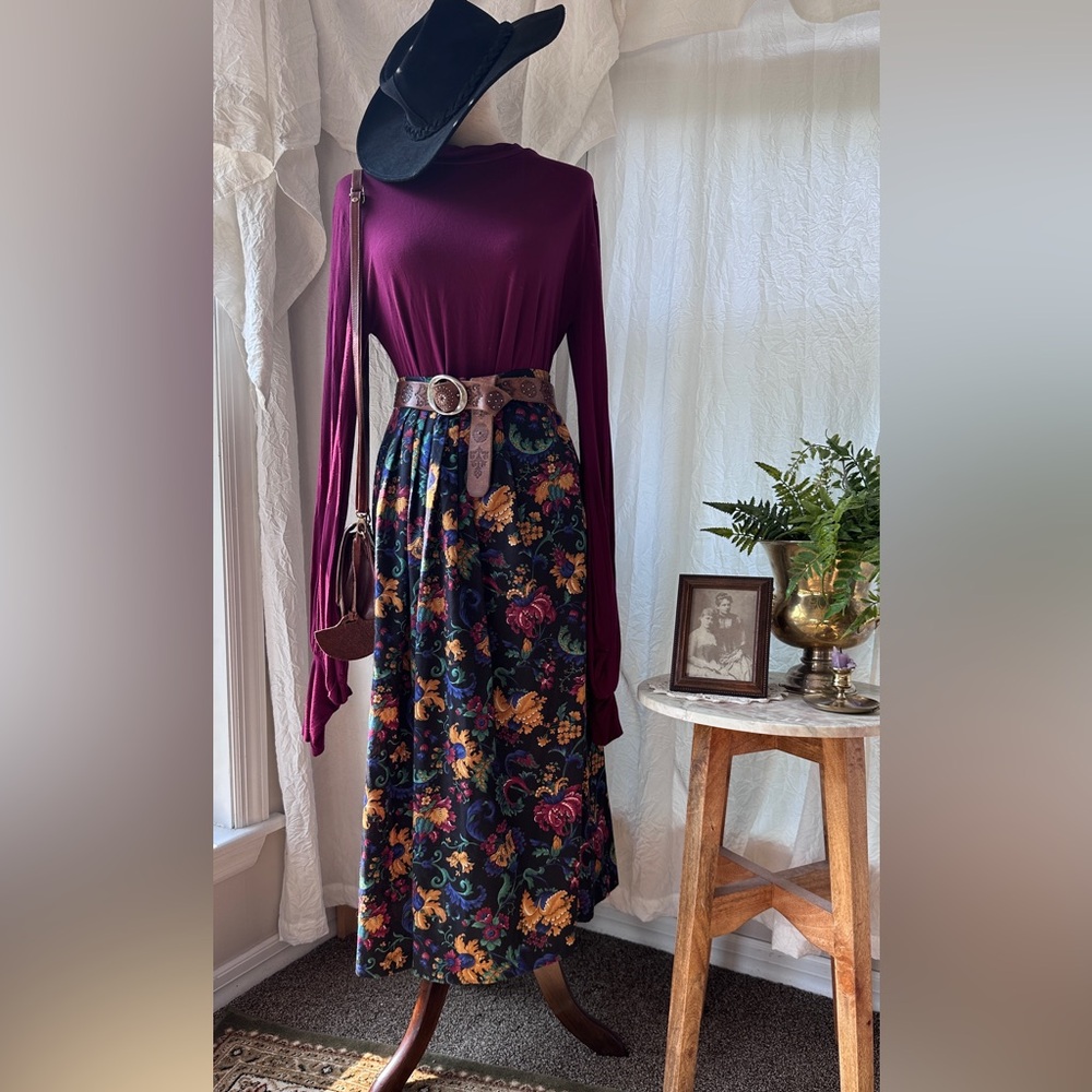 Floral Prairiecore Midi Skirt